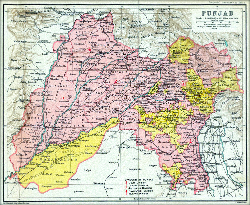 Greater Punjab map 1909